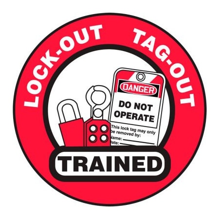 Accuform Accuform Hard Hat Label, Lockout/Tagout Trained, Vinyl LHTL344